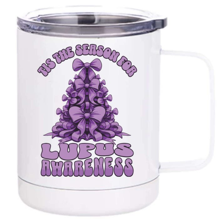 Lupus Awareness Christmas Lupus Ribbon Front & Back 12oz Stainless Steel Tumbler Cup