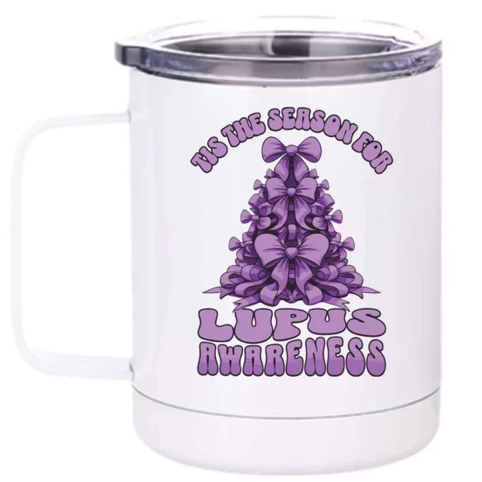 Lupus Awareness Christmas Lupus Ribbon Front & Back 12oz Stainless Steel Tumbler Cup