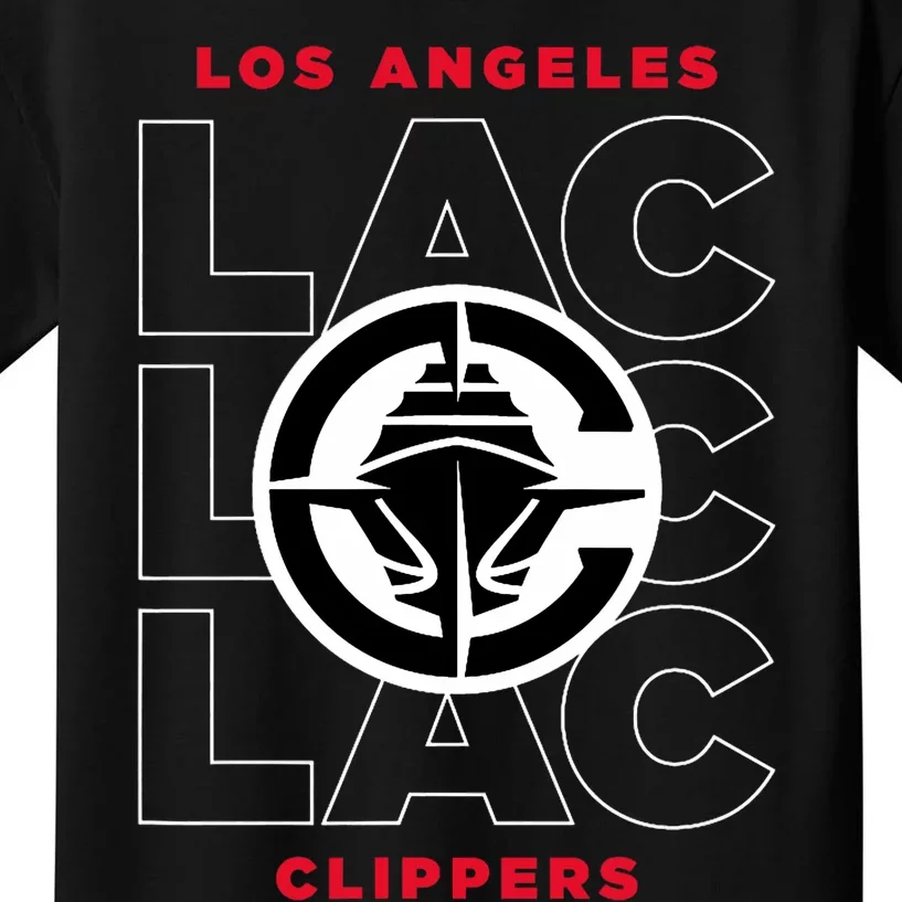 Los Angeles Clippers Stacked City Logo Black Kids T-Shirt