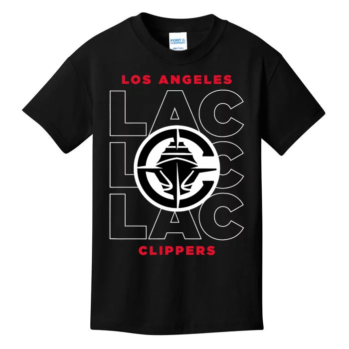 Los Angeles Clippers Stacked City Logo Black Kids T-Shirt