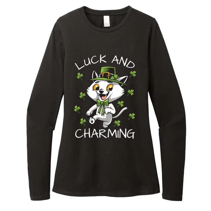 Luck And Charming Leprechaun Cat St Patricks Day Cute Gift Womens CVC Long Sleeve Shirt