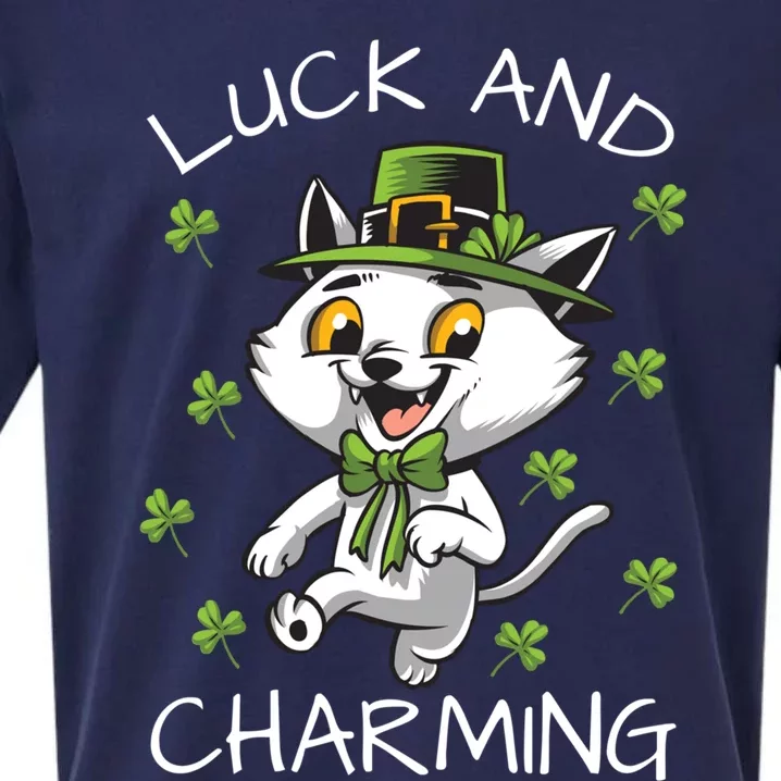 Luck And Charming Leprechaun Cat St Patricks Day Cute Gift Sueded Cloud Jersey T-Shirt