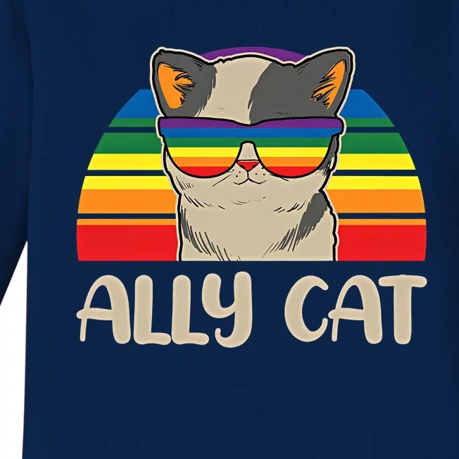 LGBT Ally Cat Pride Cat LGBT Support Equal Rights LGBTQ Pride Month Baby Long Sleeve Bodysuit