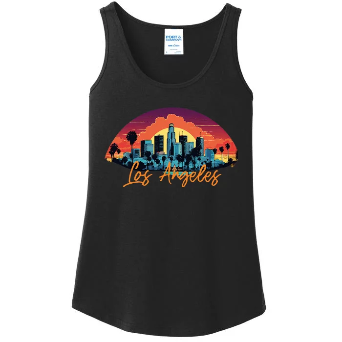 Los Angeles California City Downtown Skyline California L.A. Ladies Essential Tank