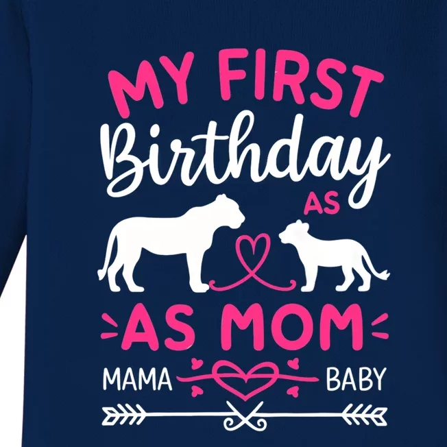 Lioness And Cub Love My First Birthday As Mom Gift Baby Long Sleeve Bodysuit