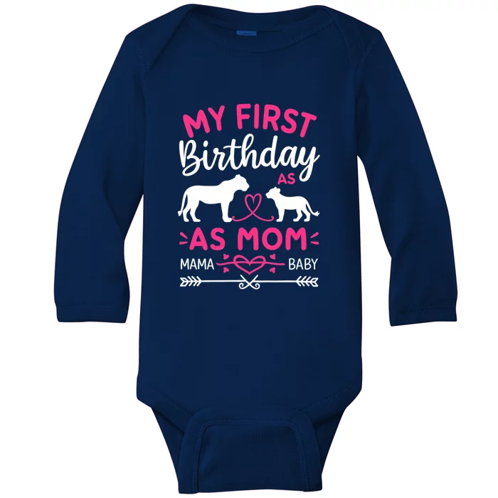 Lioness And Cub Love My First Birthday As Mom Gift Baby Long Sleeve Bodysuit