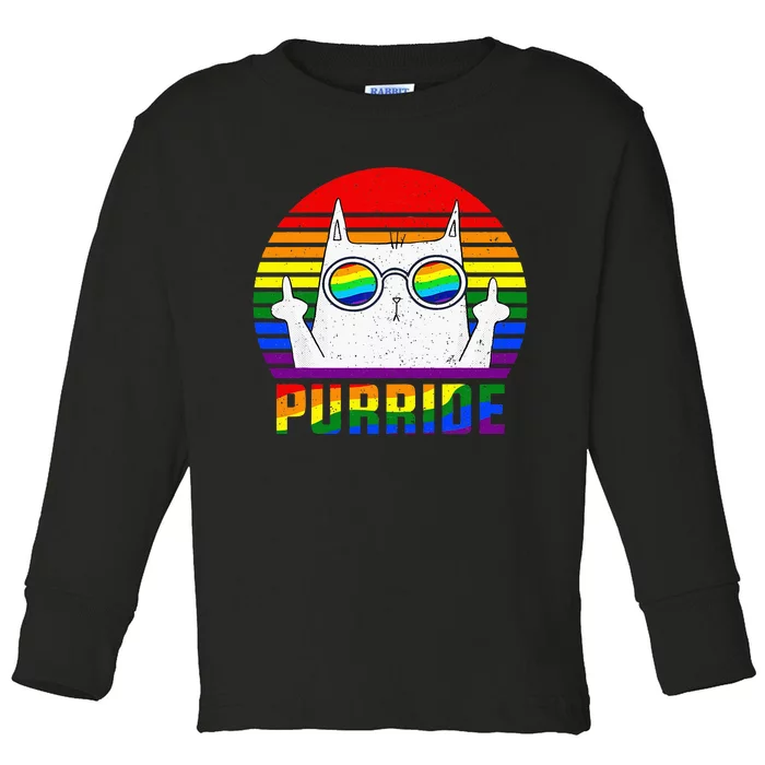 Lgbt Ally Cat Kitten Be Kind Gay Rainbow Funny Lgbtq Toddler Long Sleeve Shirt