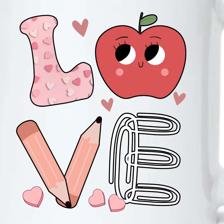 Love Apple Cute Teacher Gift Black Color Changing Mug