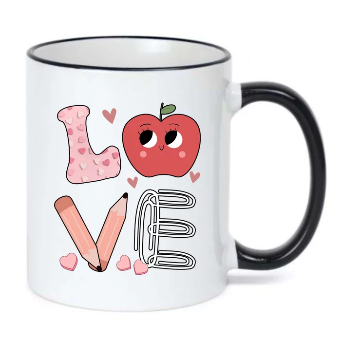 Love Apple Cute Teacher Gift Black Color Changing Mug