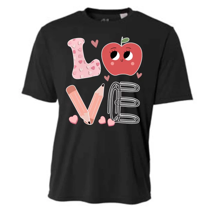 Love Apple Cute Teacher Gift Cooling Performance Crew T-Shirt