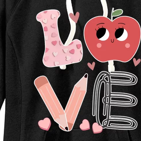 Love Apple Cute Teacher Gift Women's Fleece Hoodie