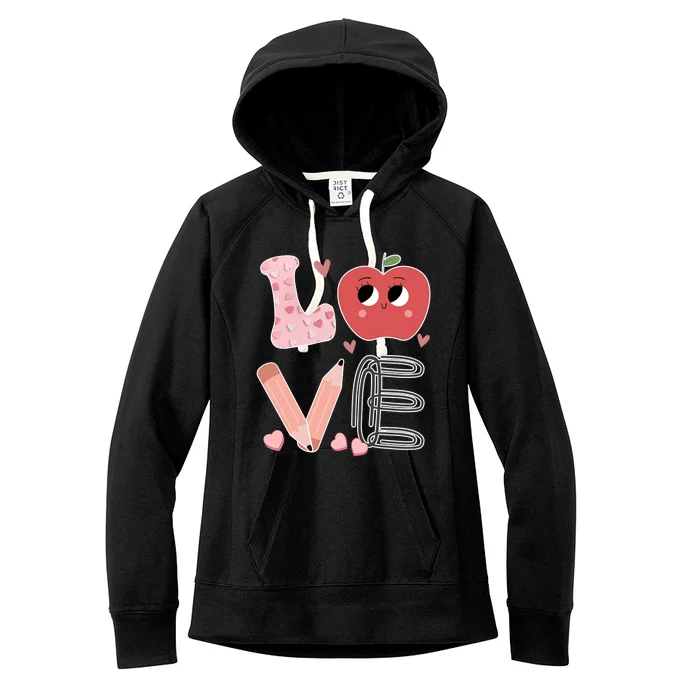 Love Apple Cute Teacher Gift Women's Fleece Hoodie