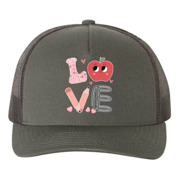 Love Apple Cute Teacher Gift Yupoong Adult 5-Panel Trucker Hat