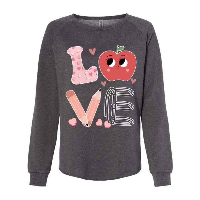 Love Apple Cute Teacher Gift Womens California Wash Sweatshirt