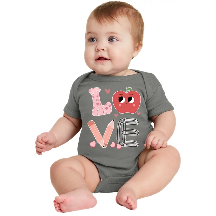 Love Apple Cute Teacher Gift Baby Bodysuit