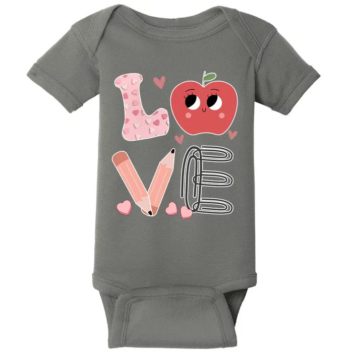 Love Apple Cute Teacher Gift Baby Bodysuit