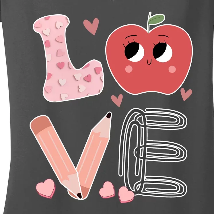 Love Apple Cute Teacher Gift Women's V-Neck T-Shirt