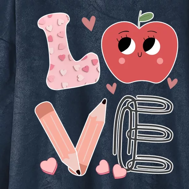 Love Apple Cute Teacher Gift Hooded Wearable Blanket