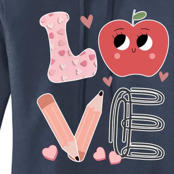 Love Apple Cute Teacher Gift Women's Pullover Hoodie