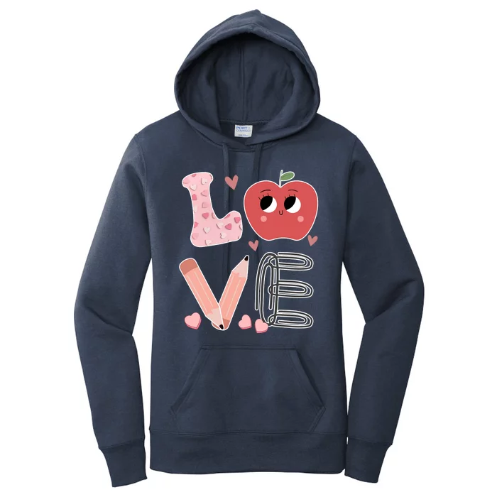 Love Apple Cute Teacher Gift Women's Pullover Hoodie