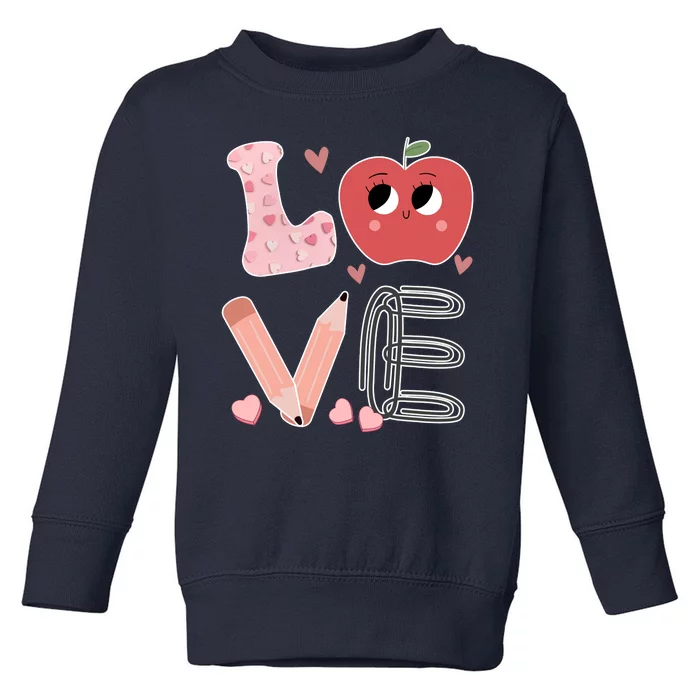 Love Apple Cute Teacher Gift Toddler Sweatshirt