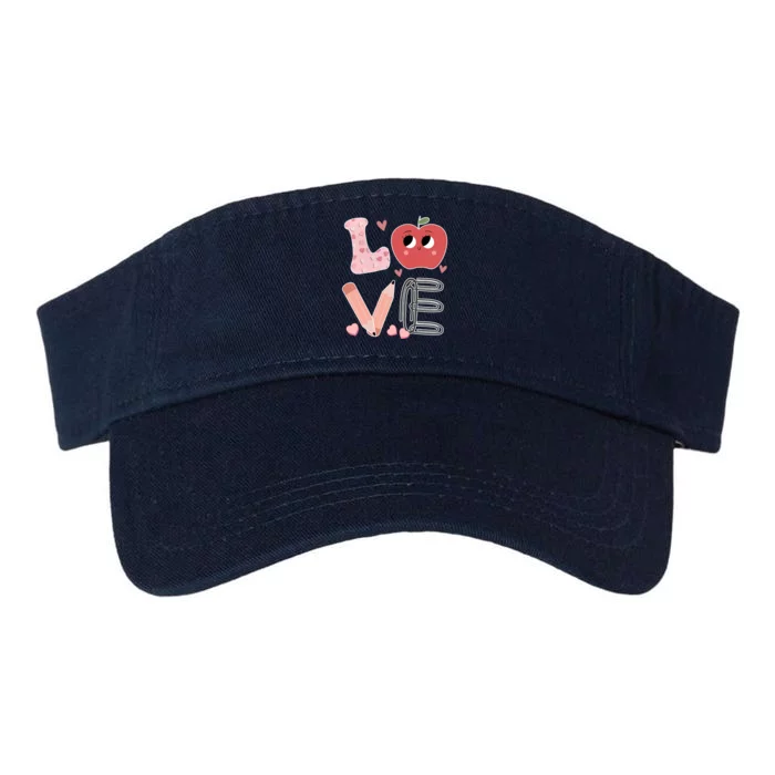 Love Apple Cute Teacher Gift Valucap Bio-Washed Visor