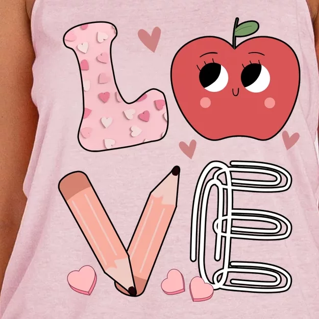 Love Apple Cute Teacher Gift Women's Knotted Racerback Tank