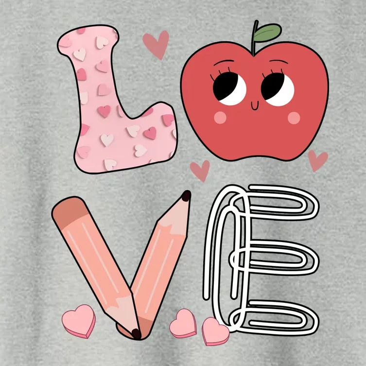 Love Apple Cute Teacher Gift Women's Crop Top Tee