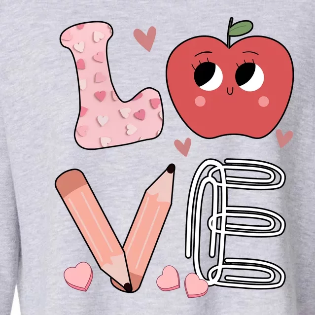 Love Apple Cute Teacher Gift Cropped Pullover Crew