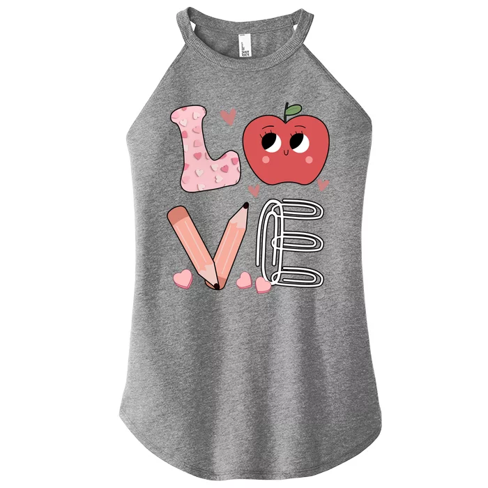 Love Apple Cute Teacher Gift Women’s Perfect Tri Rocker Tank