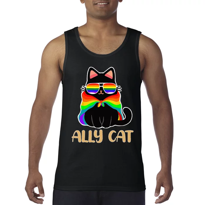 LGBT Ally Cat Be Kind Gay Rainbow Funny LGBTQ Gift Idea Tank Top