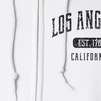 Los Angeles California Distressed Sports Full Zip Hoodie