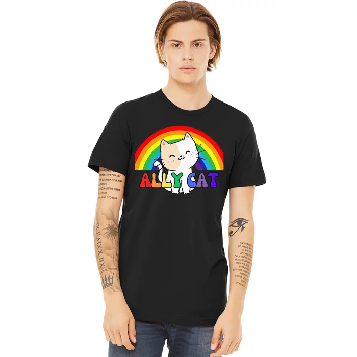 LGBTQ Ally Cat Gay Rainbow Pride Month Queer Funny Cute Premium T-Shirt