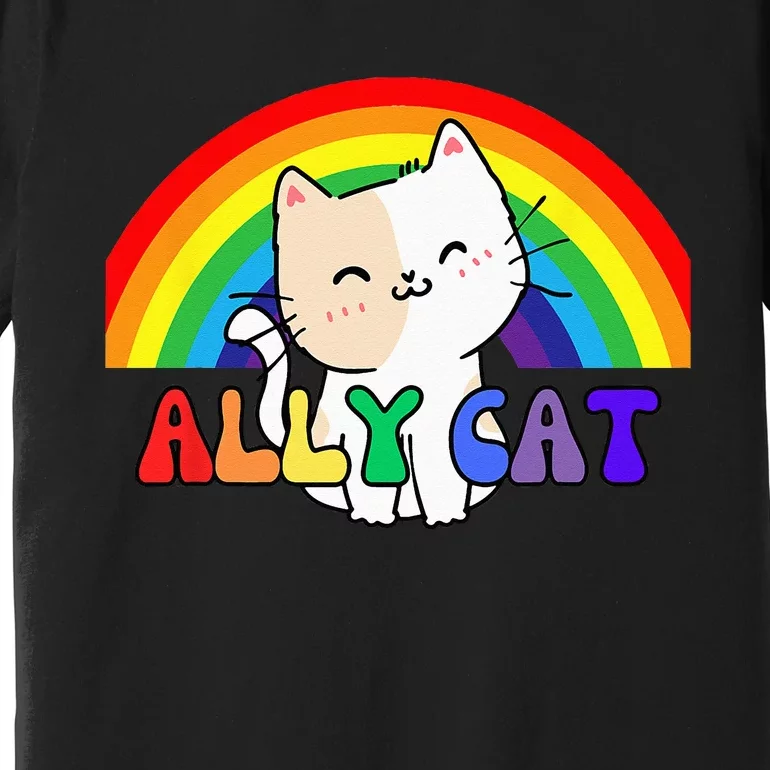 LGBTQ Ally Cat Gay Rainbow Pride Month Queer Funny Cute Premium T-Shirt