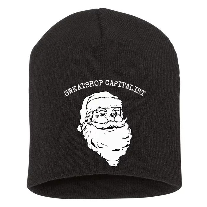 Leftist Anti Capitalist Santa Anarcho Communist Christmas Short Acrylic Beanie