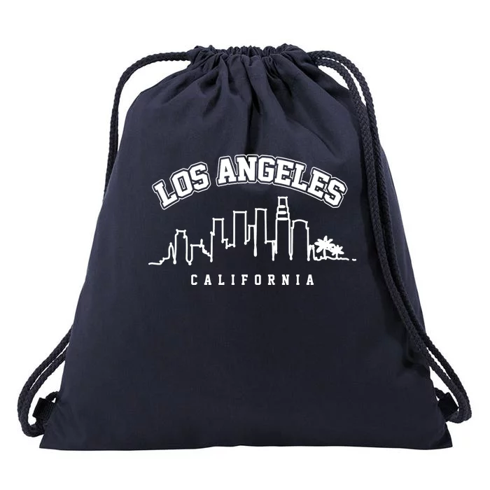 Los Angeles California City Skyline Retro Drawstring Bag