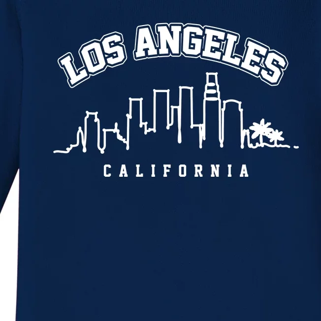 Los Angeles California City Skyline Retro Baby Long Sleeve Bodysuit