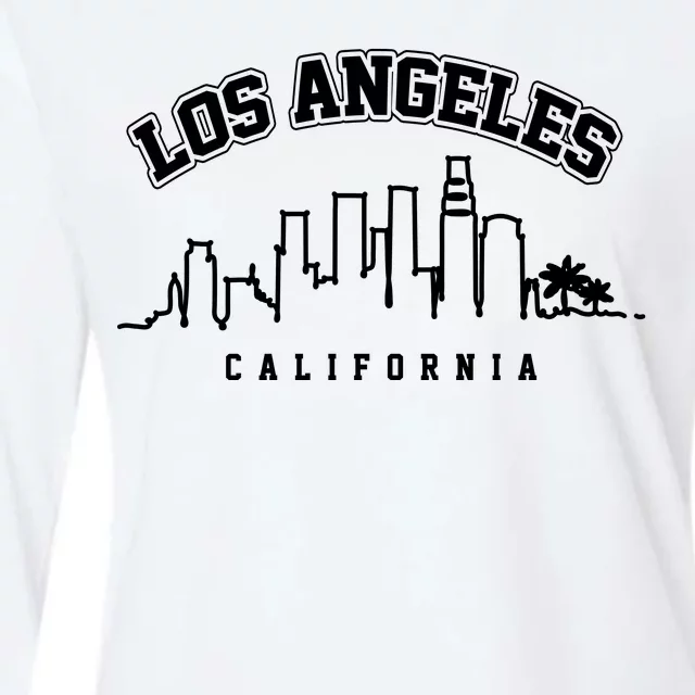 Los Angeles California City Skyline Retro Womens Cotton Relaxed Long Sleeve T-Shirt