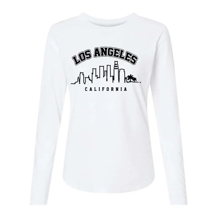 Los Angeles California City Skyline Retro Womens Cotton Relaxed Long Sleeve T-Shirt