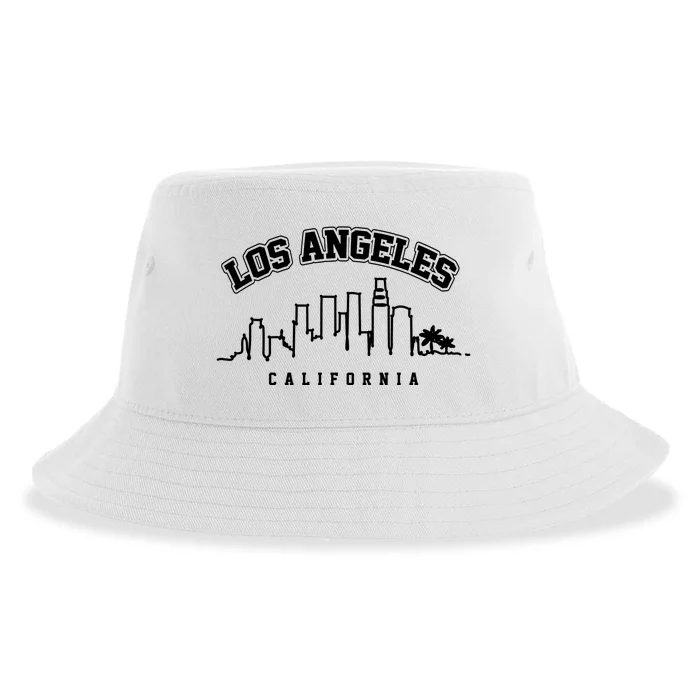 Los Angeles California City Skyline Retro Sustainable Bucket Hat