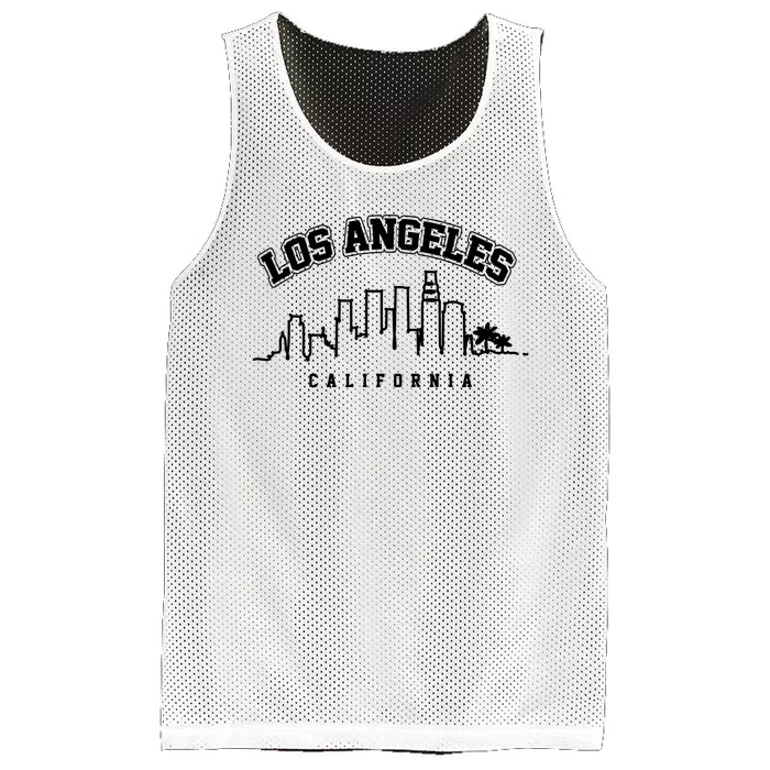 Los Angeles California City Skyline Retro Mesh Reversible Basketball Jersey Tank