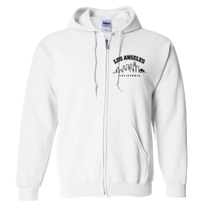 Los Angeles California City Skyline Retro Full Zip Hoodie