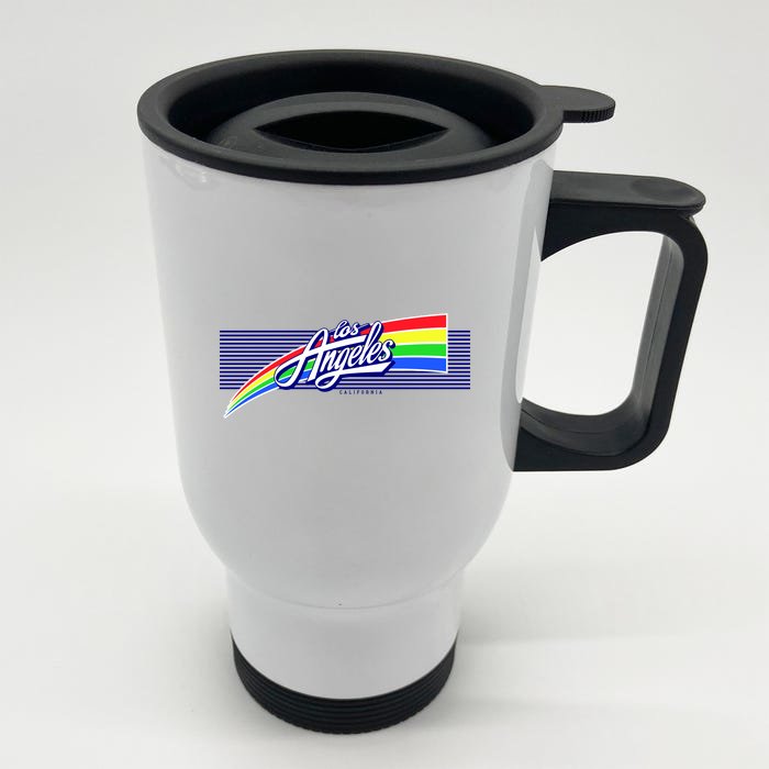 Los Angeles California Rainbow Logo Front & Back Stainless Steel Travel Mug