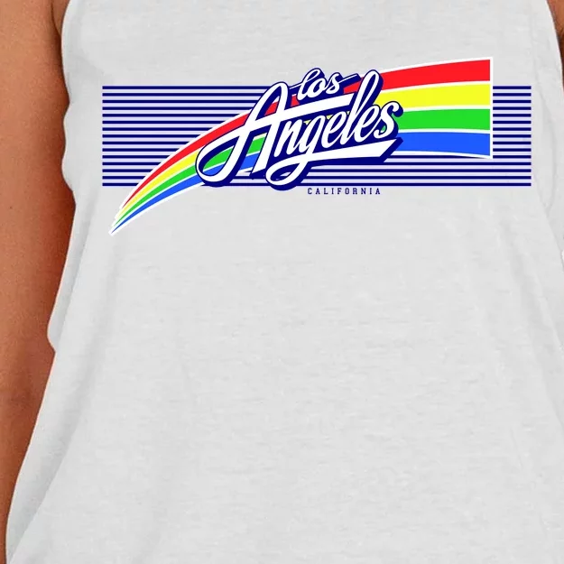 Los Angeles California Rainbow Logo Women's Knotted Racerback Tank