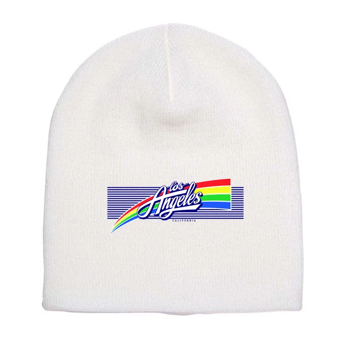 Los Angeles California Rainbow Logo Short Acrylic Beanie