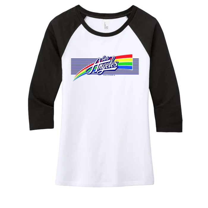 Los Angeles California Rainbow Logo Women's Tri-Blend 3/4-Sleeve Raglan Shirt