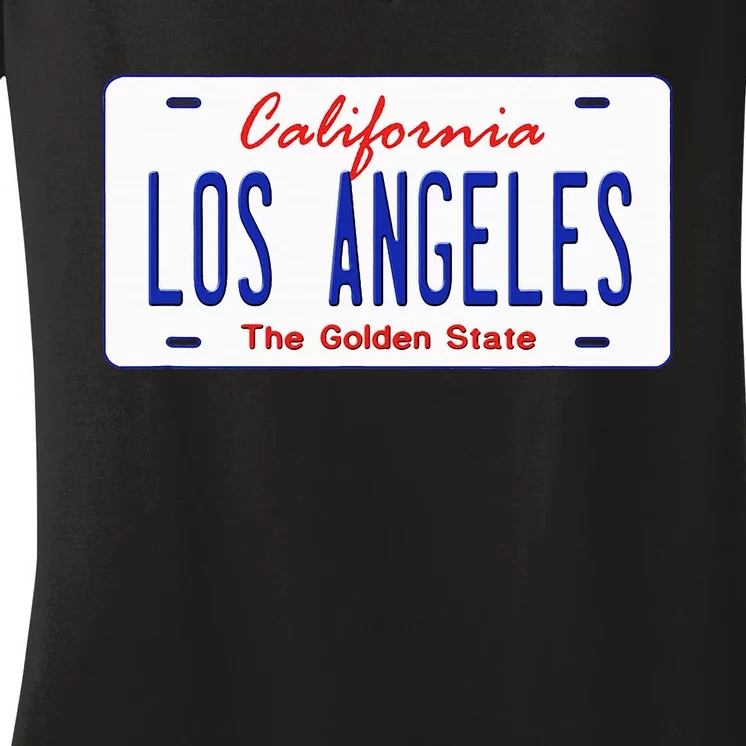 Los Angeles California License Plate Women's V-Neck T-Shirt