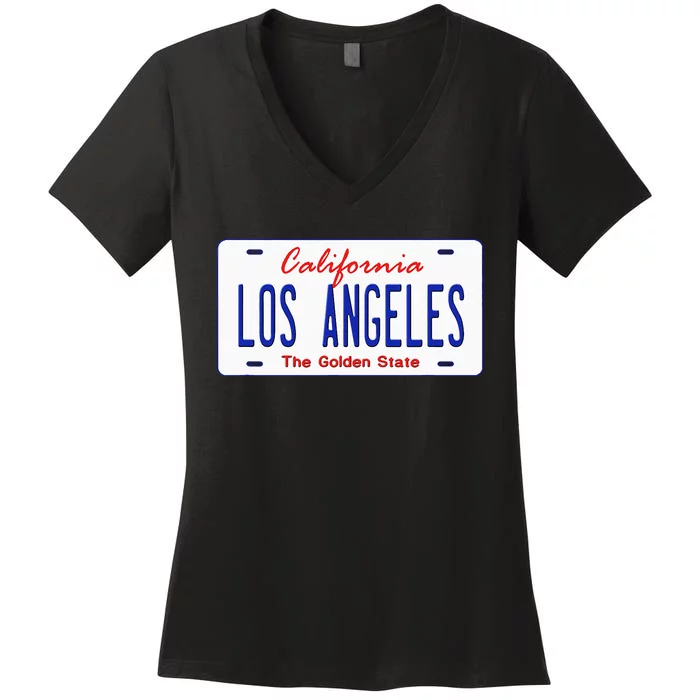 Los Angeles California License Plate Women's V-Neck T-Shirt