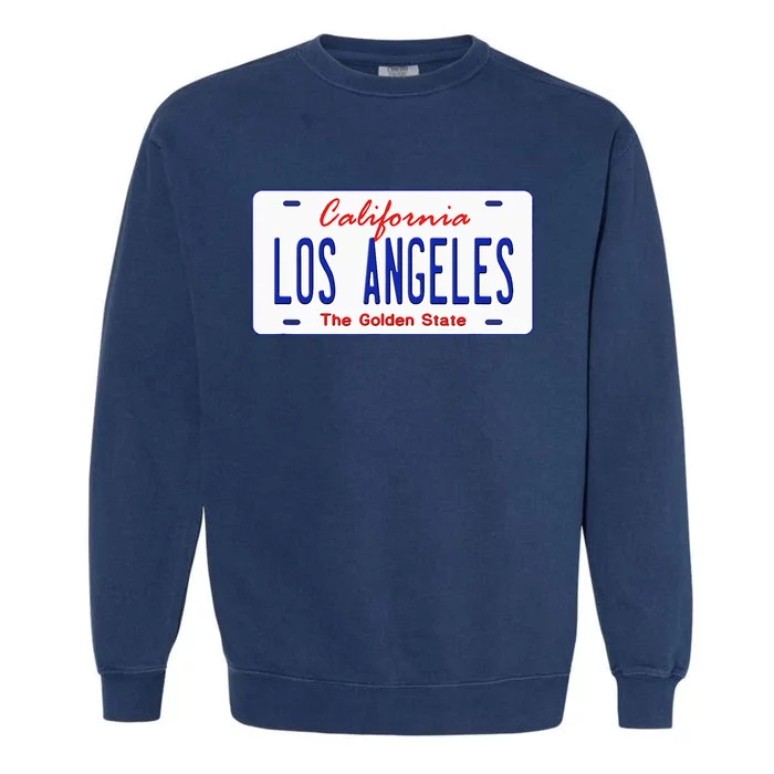 Los Angeles California License Plate Garment-Dyed Sweatshirt