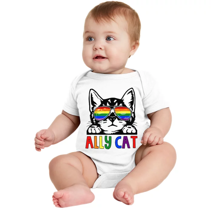 LGBT Ally Cat Be Kind Gay Rainbow Funny LGBTQ Gift Idea Baby Bodysuit